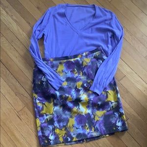 MICHAEL KORS Purple Black Yellow Straight Skirt